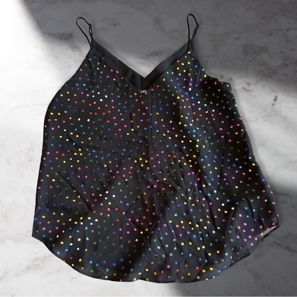 Express Rainbow Polkadot Spaghetti Strap Swing Tank In Black Size M - Picture 3 of 6